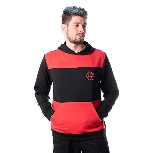 Blusa Moletom Flamengo Rubro Negro Licenciado Oficial Tamanho:G;Cor:Vermelho+Preto;Gênero:Masculino