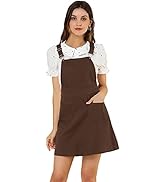 Allegra K Women's Adjustable Strap Suspender Skirt Pocket A-Line Pinafore Overall Dress