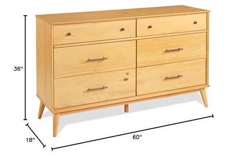 Camaflexi Mid-Century Solid Wood Dresser / 6 Drawers/Scandinavian Oak Finish - Thumbnail 2