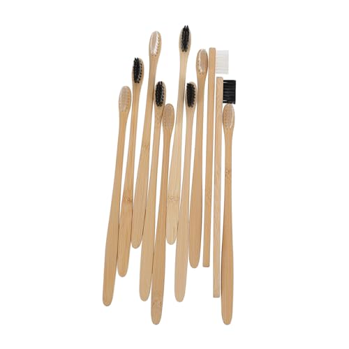 LRXIYODE 20 Piezas Cepillo De Dientes De Bambú Cepillo De Dientes Naturales Cepillo De Dientes De Carbón Cepillos De Dientes a Granel Suave Útiles Cepillos De Dientes De Bambú Negro Nylon