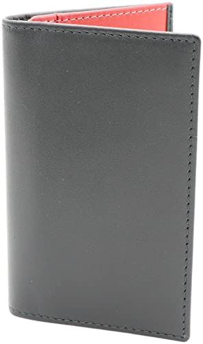 Ettinger Men's Visiting Card Case Leather Wallet - Black/Red #TOP18