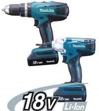 MAKITA 18V Cordless Combi Lithium Drill & Lithium Impact Driver Twin Pack Complete KIT with Heavy Duty Carrying CASE + Free MAKITA Gold Impact Accessories