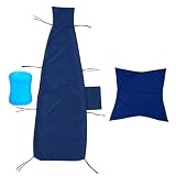 Replacement Cover for Outdoor Hanging Lounge Chair Cushion (Cover Only), Waterproof, with Umbrella Fabric and Inflatable Headrest, Patio Curved Chaise Hammock Swing Lounger Cushion Cover （Navy blue）
