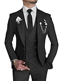 Wangyue 3 Piece Mens Suit Slim Fit Suit Double Breasted Suit Men Formal Black Suits for Men Wedding Suit Groomsman Suit,S