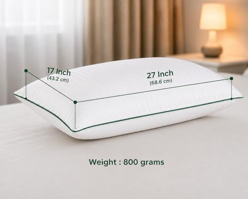 Image of Premium Hollow Fiber Bed Pillow Set of 1 (17 inchx27 inch) - Soft, Fluffy & Hypoallergenic | Machine Washable | for Sleeping, Home & Daily Use | 6 Months Warranty