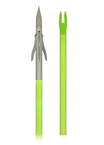 Muzzy Iron 2-Blade Bowfishing Fish Point with Complete Chartreuse Arrow Set and Nock