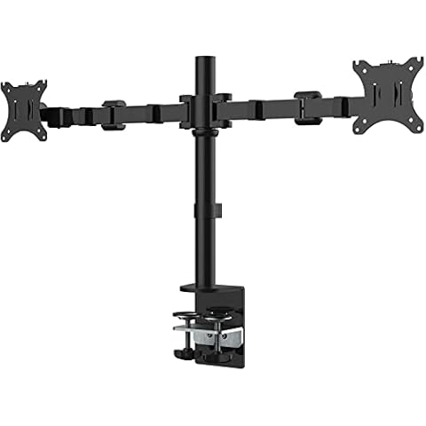 FLEXIMOUNTS D1D Full Motion Dual Arm Desk Monitor Mount Stand Fits 10"-27" LCD Computer Monitor,Clamp Mounting, 22 lbs Loading capacity Cover