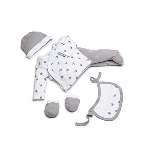 Coffret cadeau de naissance complet de 5 pièces grises, le présent idéal pour célébrer une naissance