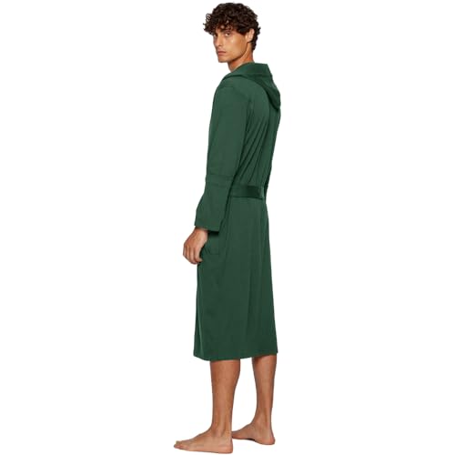 HOLOVE Cotton Lightweight Hooded Bathrobe for Men Summer Soft Spa Light Weight Bath Robes Plus Size Sleepwear(Sage Green L/XL), Sage Green, L-XL