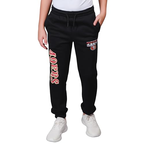 Ultra Game Boys' NFL Black Snow Fleece Jogger Sweatpants