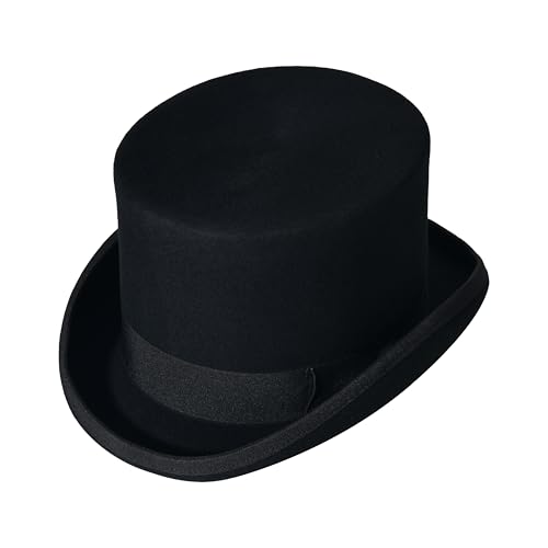 Image of Wool Top Hat for Men Women Topper Hat Mens Tall Tophat Christmas Costume