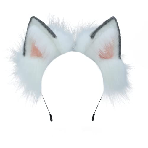 Image of VIGVAN Handmade Wolf Fox Ears Animal Cosplay Cute Head Accessories for Halloween