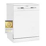 Exquisit Geschirrspüler GSP9313-030E weiss | Spülmaschine 60 cm freistehend und unterbaufähig | Standgerät | 13 Maßgedecke | Weiß