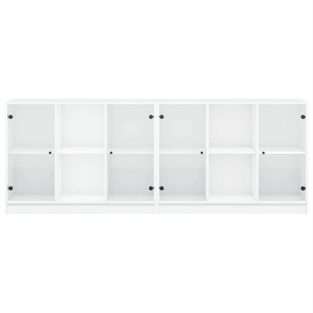 Libreria con Ante Bianca 204x37x75 cm Legno Multistrato