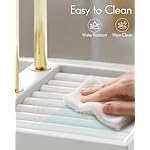 Vlando 3 Tier Jewelry Stand Organizer with Tary, Leather Jewelry Holder Display for Women, Gold Jewlery Holder Display for Necklace, Earring, Bracelet, Rings - White - Image 4