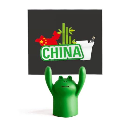 Porte-mémo carte de la Chine grenouille vert en résine pour bureau