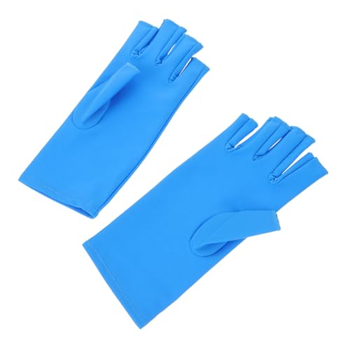 Healifty Guantes sin Dedos para Manicura UV Resistentes Transpirables y Elásticos Protección Antifiltro Ultravioleta para Arte de Uñas y Cuidado de Manos Azul