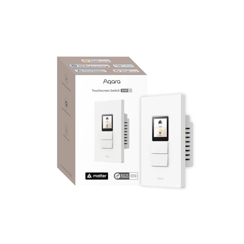 Aqara Touchscreen Switch S100 US, LCD Smart Light Switch with Custom Icons, 8 Wireless Buttons, Native Matter Over Wi-Fi, Built-in Thread Border Route