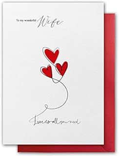 Valentines Card for Wife. Love is all you need Design. Eco-friendly. Textured Stock. A5 Size. Valentine's Card with Red Envelope. Verse inside. Printed and Packed in UK.