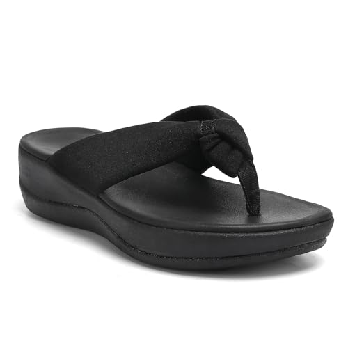GoodValue Women's Flip Flops Thick Cushion Walking Wedge Thong Sandals For Woman Ladies Fashion Platform Comfortable Flip-Flop Slides Casual Summer Lightweight