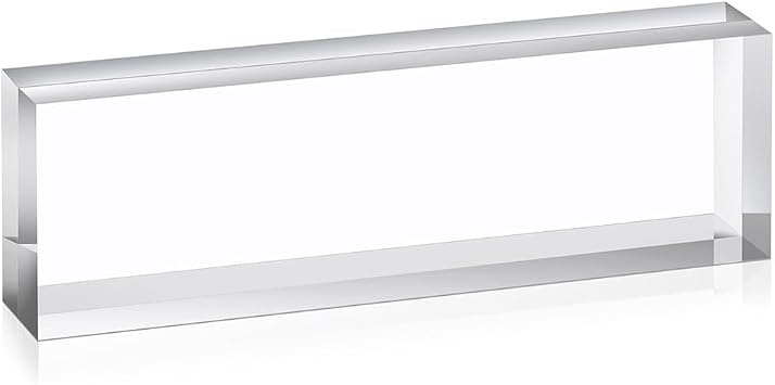 Acrylic Display Block Stand, Clear Solid Rectangular Riser for Figurines, Collectibles, Retail Showcase, Models and Crafts,200x150x35mm