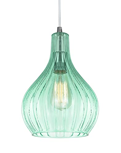 Aspen Creative 61039-1 Adjustable 1 Light Mini Pendant Ceiling Light, Transitional Design in Chrome Finish, Surf Green Glass Shade, 8 5/8" Wide - Image 2
