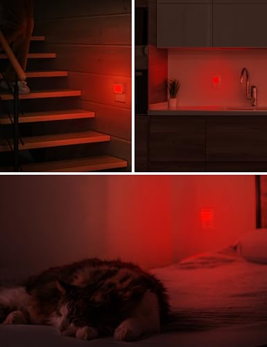 Image of L LOHAS LED Red Night Lights Plug into Wall 2-Pack, 0.3W Plug in Night Light, Dusk to Dawn, Bright Nightlight Auto-On /Off, for Adults Kids Room Bedroom Bathroom Hallway Kitchen, Non-Dim