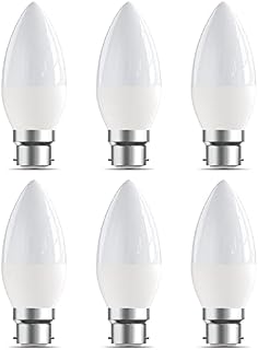 LEDYA B22 Candle LED Bulbs 5W, 40W Halogen Bulb Equivalent, 400lm, Warm White 3000K, 120°Beam Angle, Energy Saving, Pack of 6, 20020