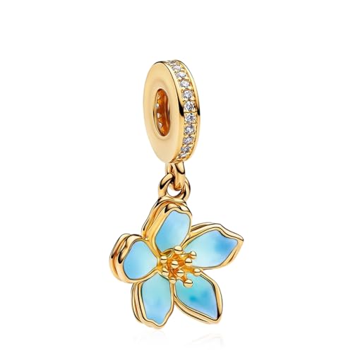 Image of S925 Sterling Silver Gold Plated Romantic Charms, Gifts for Mom Girlfriend Family on Valentine's Day Birthday Christmas Anniversary, Bracelet Necklace Bead Charm