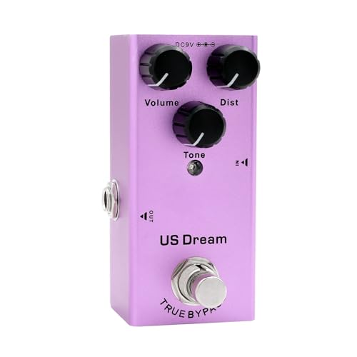 Walfront Guitar Effect Pedal Metal Shell Vintage Overdrive Boost Pedal 92 X 52 X 42mm LED Indicator Portable Lightweight Analog Single for Electric Guitar Players Stage Practice (Purple)