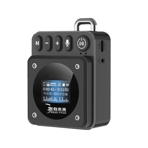 Oewwthy Mini Altavoz Portátil Bluetooth con Pantalla de Letras, Graves Potentes, Barra de Sonido, Llamadas Manos, Reproductor de Música MP3, Grabadora Bluetooth A