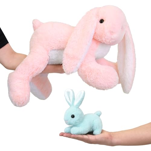 Image of MaoGoLan 4Pcs Giant Bunny Stuffed Animal with 3 Babies Inside, 24 inch Easter Bunny Plush Toys, Soft and Cuddly Pink Stuffed Rabbit Gift for Kids,Girls,Boys,Teens