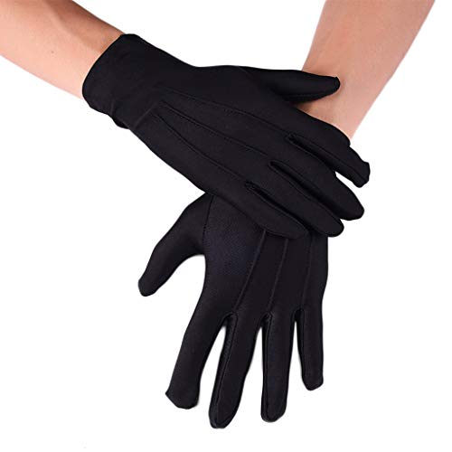 Xuebai Hommes Spandex Noir Blanc Parade Gants Costume De Smoking Formel Garde d'honneur Mitaines Gants Noir Cover