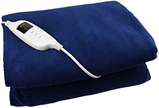 Guaranteed4Less Electric Heated Blanket Throw Over Soft Fleece Washable Polyester Warm Mattress (Navy)