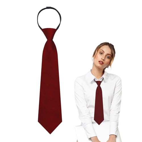 Image of Luckyvestir Womens Tie, Pre Tied Black /Red Ties for Women Adjustable Zipper Womens Necktie