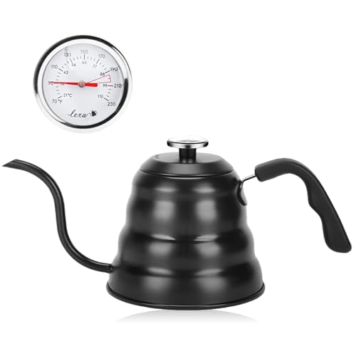 Hervidor De Café Con Cuello De Cisne Con Termómetro,1200ml Hervidor De Agua De Cuello De Cisne, Hervidor De Cafe, Hervidor De Cuello De Cisne De Acero Inoxidable, Tetera Cuello Cisne Acero Inoxidable