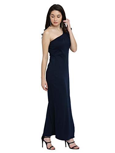 Image of Miss Chase Women's Solid One Shoulder Sleeveless Ruffled Maxi Dress