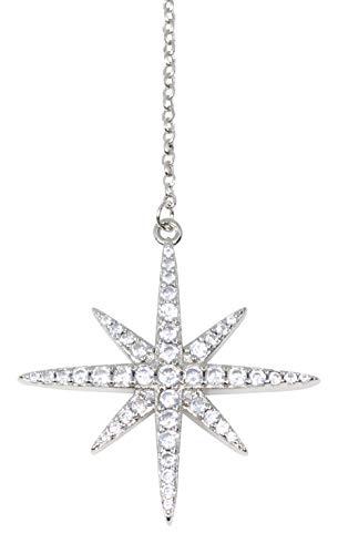 Savlano 14K Gold Plated Cubic Zirconia Round Cut Starburst 18 Inches Pendant Chain Necklace For Women2