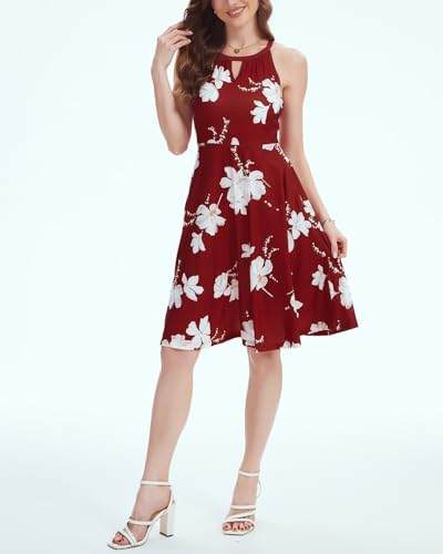 Image of ANYFITTING Built in Bra Halter Dresses for Women 2026 Summer Pockets Dress Flowy Midi Sundresses Beach Vacation