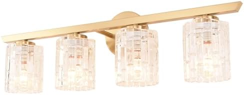ALICE HOUSE 28" Vanity Light Over Mirror, 4 Light Wall Lighting, Brushed Brass Bathroom Lights, Contemporary Coastal Bathroom Lighting, ETL Listed, AL2218-W4