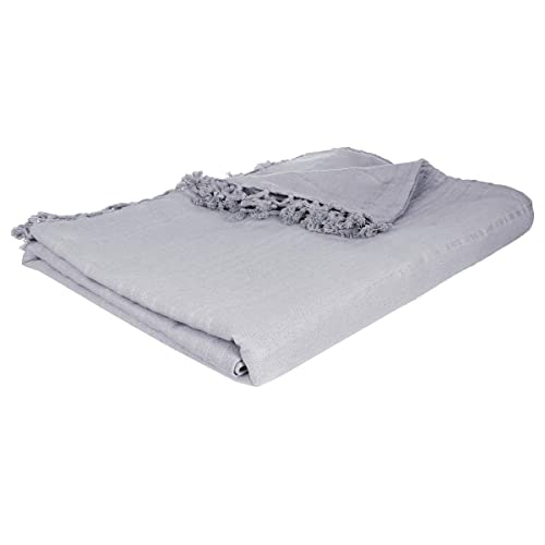 Jeté de lit en coton gris clair grande taille couvre-lit Atmosphera double
