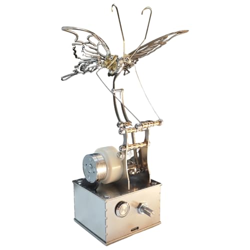 BuildRac Mechanical Insect Model with Flapping Wi-ngs, Metal Art Sculpture for Desk with Motor, Steampunk Decor for Home Office, Ready-to-Display Collectible for Hobbyists