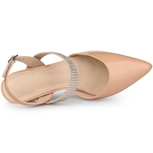 Allegra K Women's Sparkly Rhinestone Straps High Stiletto Heels Pumps Over 3 Inch Heel Evening Party Wedding Shoes for Bride4