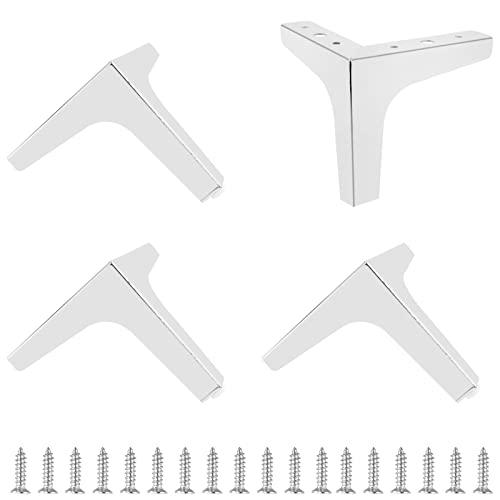 Bivethoi 5 Inch Furniture Legs Set Of 4, Polished Chrome Legs Metal Triangle Furniture Legs Sofa Feet Diy Replacement Legs For Ottoman Couch Cabinet Cupboard #TOP5