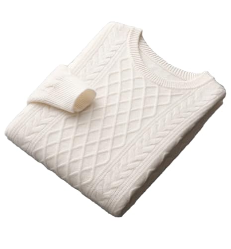 Men's Winter O-Neck Thickened Wool Sweater Loose Large Size Textured Casual Knitted Pullover Long Sleeve Pullover