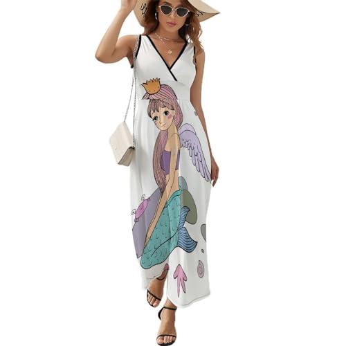 Robe Maxi Col V Fluide et Légère Ange Mermaid Idéale pour les Fortes Chaleurs
