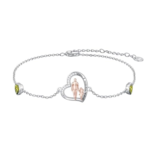 Bracelet père fille argent sterling 925 avec pierres de naissance femme