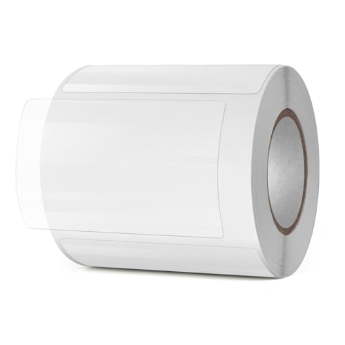 YIKIADA Autocollants transparents de 50 × 76 mm, rectangulaires, points adhésifs, protection d'étiquettes autocollantes, rouleau imperméable pour enveloppes, boîtes, colis, cadeaux, étiquettes de