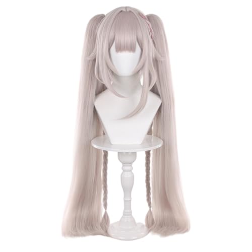 Image of Anime Pink Brown Long Straight Wig with Two Ponytail&Bangs Women COS Sparkle Firefly Style in Duality Playground Wig Halloween,Christmas,Comic Con,Party