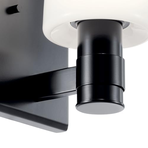 Image of Kichler Adani 1-Light Wall Sconce, Modern Light with Opal Glass in Black, for Bathroom, Powder Room, Kitchen, Bedroom, or Hallway (8.5 inch x 5 inch), 55174BK
